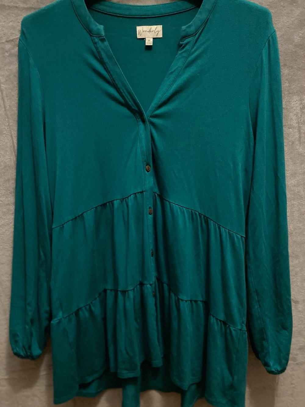 Wonderly Teal Tiered Button-Front Tunic